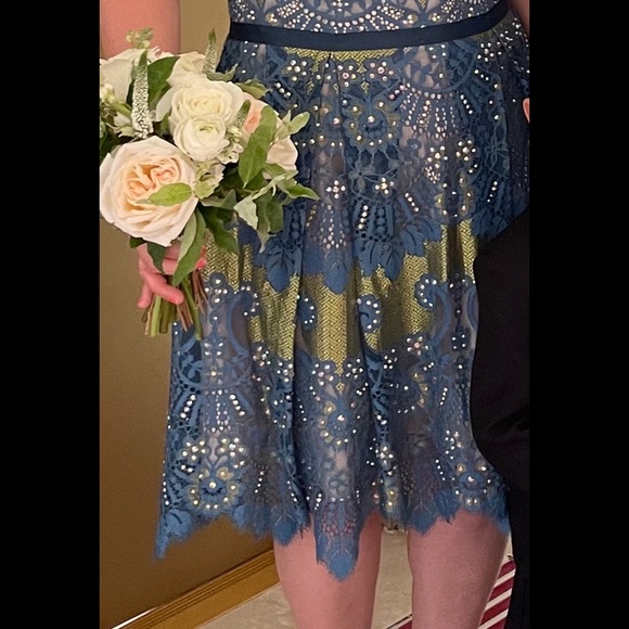 Beautiful Jovani peacock colored dress with embellishments. Worn once. - Picture 3 of 8